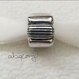 EUC Pandora 790211 Sterling Silver DANISH Wide & Narrow Stripes Charm - RARE